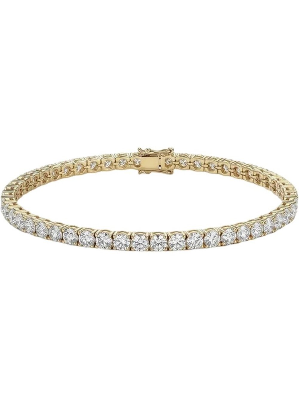 Elegant Tennis Bracelet for Women, Cubic Zirconia, Gold/Rhodium, 1.5-3mm Sparkle
